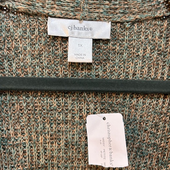 NWT C.J.Banks Marled Olive Cardigan Sweater Size 1X 100% Cotton Mature Academia - Picture 3 of 10